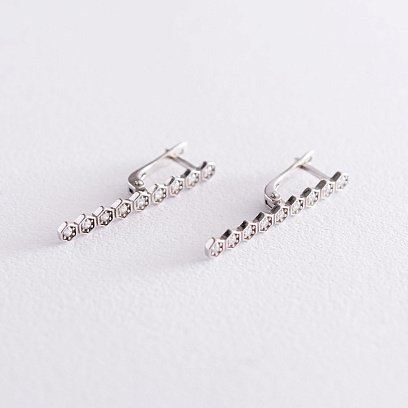 Серебряные серьги "Грани" с фианитами 122908 №3