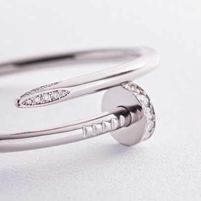 Серебряный браслет "Гвоздь" с фианитами 804 №5