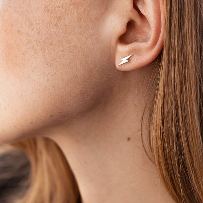 Сережки - пусети "Блискавки" у білому золоті с07942 №4