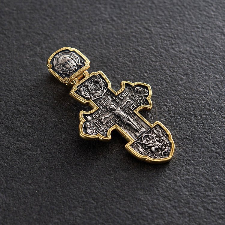 Срібний хрест (чорніння, позолота) 132729 від ювелірного магазину Онікс - 1