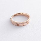 Золотое кольцо "Love" с фианитами к06667 от ювелирного магазина Оникс