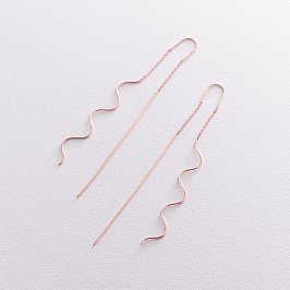 Серьги - протяжки "Милли" в красном золоте с07380