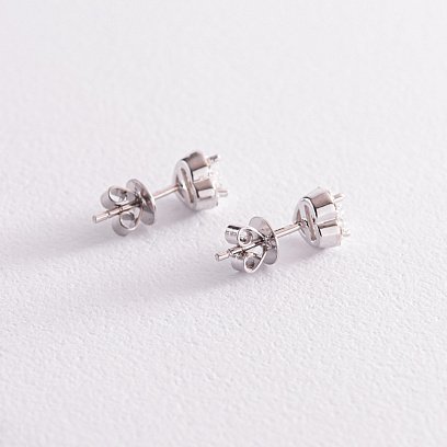 Золотые серьги - пусеты "Сердечки" с бриллиантами сб0381z №4