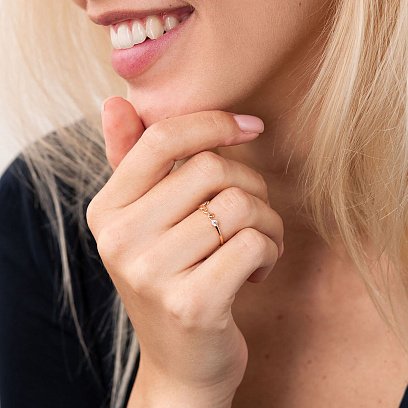 Каблучка "Love" в червоному золоті з фіанітом к06797 №2