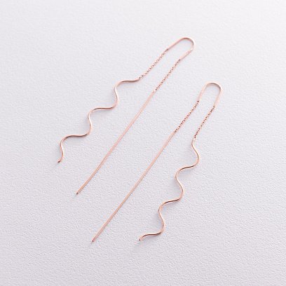 Серьги - протяжки "Милли" в красном золоте с07380