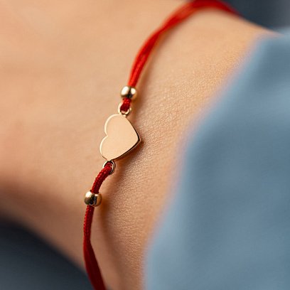 Браслет с красной нитью "Сердце" (красное золото) б04206 №4