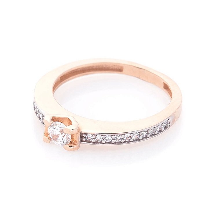 Золота заручальна каблучка з фіанітами к03840 - 2 Золота заручальна каблучка з фіанітами к03840 від ювелірного магазину Онікс - 2