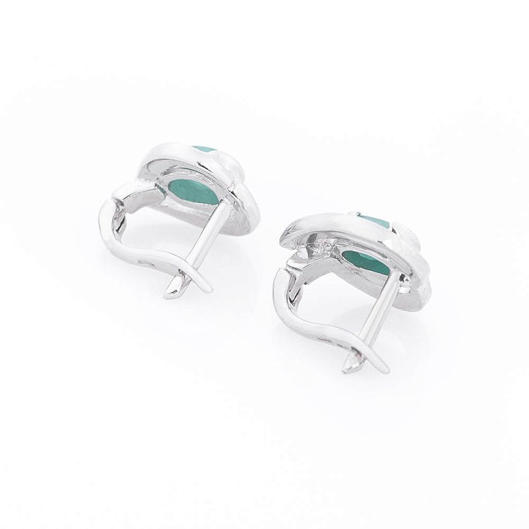 Срібні сережки з смарагдом 121583 від ювелірного магазину Онікс - 1