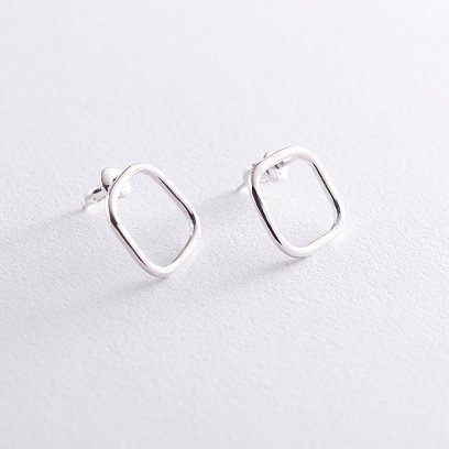 Срібні сережки - пусети "Особливі" 122570 №2