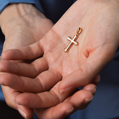 Хрестик в червоному золоті п03591 №2