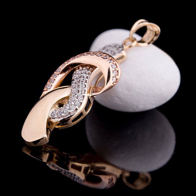 Золотая подвеска с фианитами п02210 от ювелирного магазина Оникс - 2