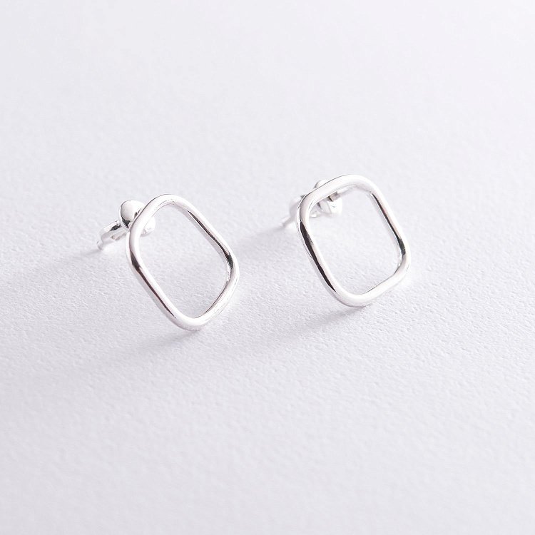 Срібні сережки - пусети "Особливі" 122570 від ювелірного магазину Онікс - 1