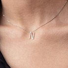 Золоте кольє з літерою "N" з діамантами 133631121 от ювелирного магазина Оникс