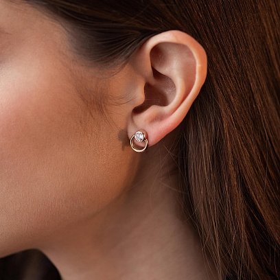 Сережки - пусети "Ейпріл" з фіанітами (жовте золото) с08224 №3