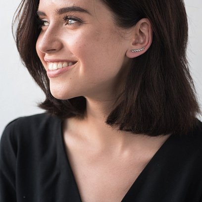 Золотые серьги - клаймберы с листиками с06267 №3