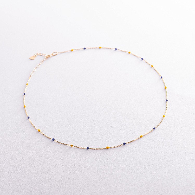 Кольє в жовтому золоті (синя та жовта емаль) кол02536 від ювелірного магазину Онікс