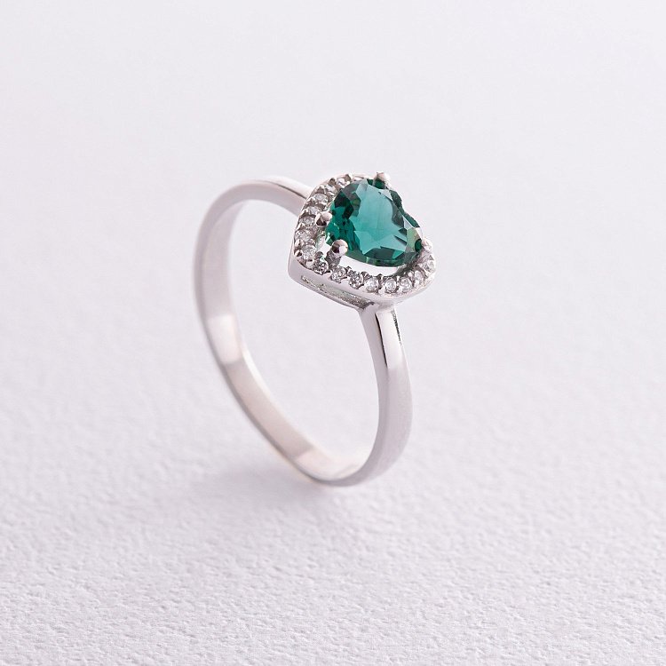 Срібна каблучка "Сердечко" з кварцом і фіанітами 1828/1р-QGR Срібна каблучка "Сердечко" з кварцом і фіанітами 1828/1р-QGR від ювелірного магазину Онікс