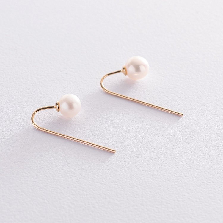 Золоті сережки "Витонченість" (перли) с07325 від ювелірного магазину Онікс - 3