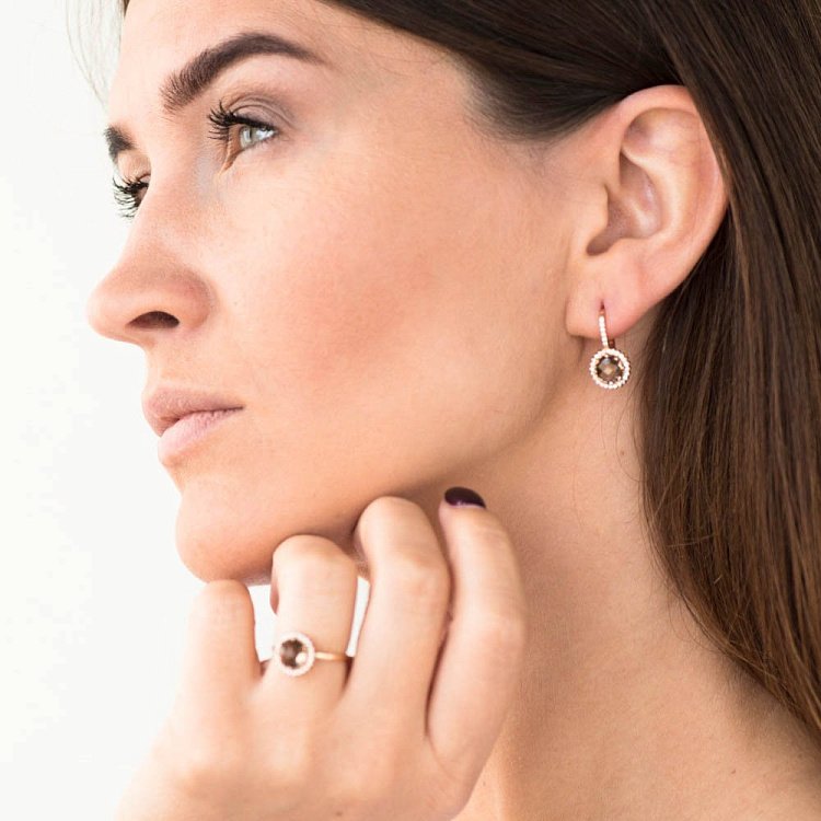 Золотые серьги с раухтопазом и фианитами 14048558р от ювелирного магазина Оникс - 2