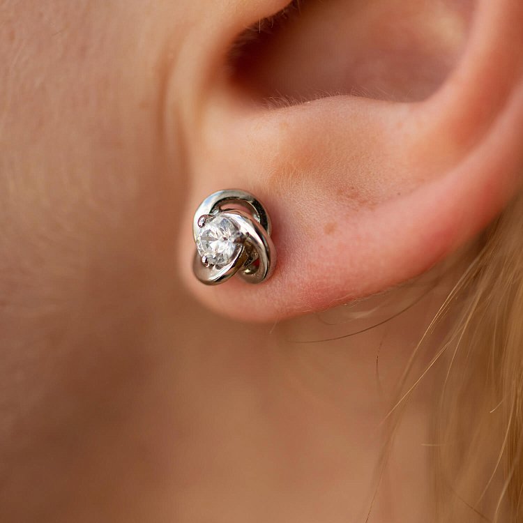 Золоті сережки - пусети з фіанітами с03396 від ювелірного магазину Онікс - 1