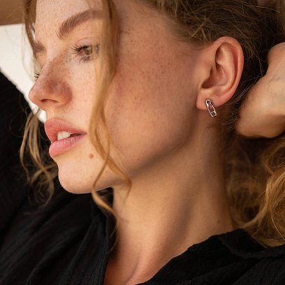 Сережки - пусети "Шпильки" у сріблі 40027 №2