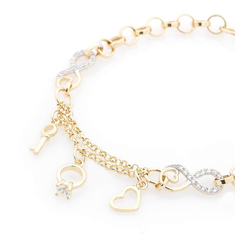 Золотий браслет "Нескінченність" (фіаніти) б03445 від ювелірного магазину Онікс - 1