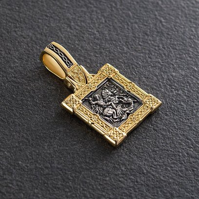 Срібна підвіска "Георгій Переможець" з позолотою 132304 №2