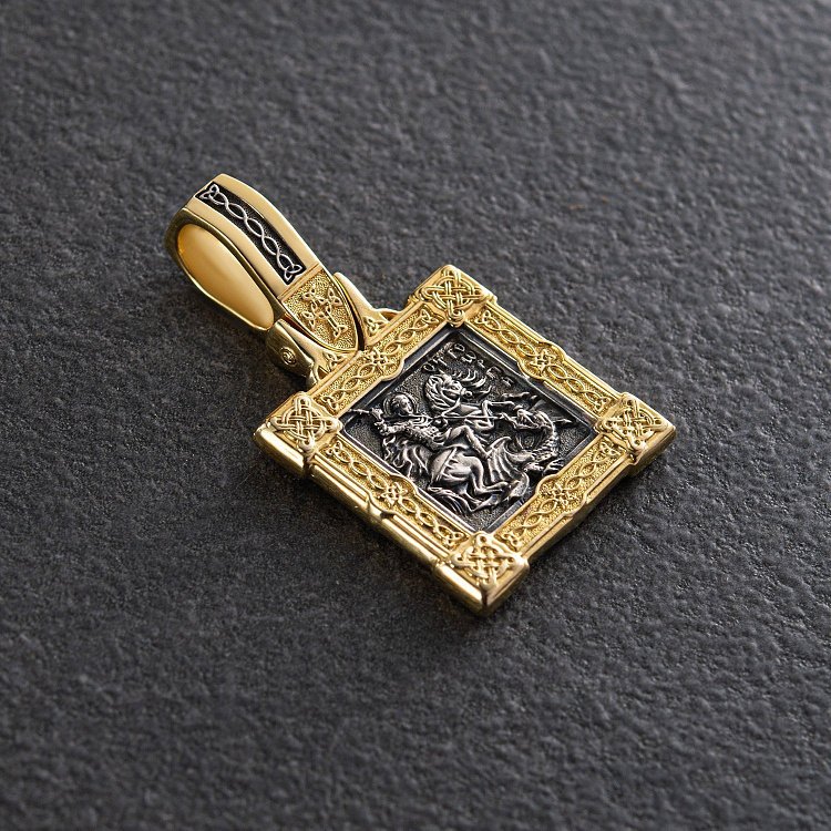 Срібна підвіска "Георгій Переможець" з позолотою 132304 від ювелірного магазину Онікс - 1