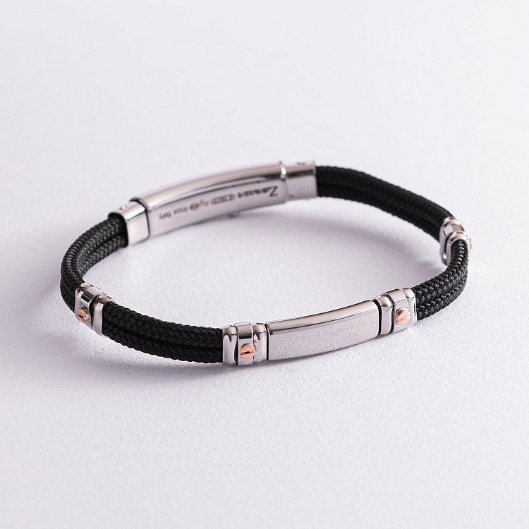 Мужской браслет с серебряной и золотой вставкой Zancan EXB577R-NE от ювелирного магазина Оникс - 2