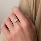 Золотое кольцо "Клевер" с фианитами к04855 от ювелирного магазина Оникс - 1