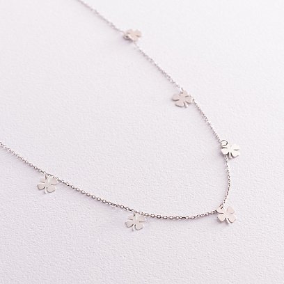 Колье "Клевер" в белом золоте кол02085