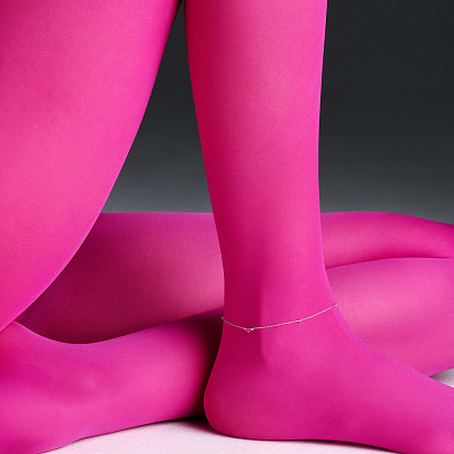 Браслет на ногу "Сердечко" в белом золоте б05346 №4