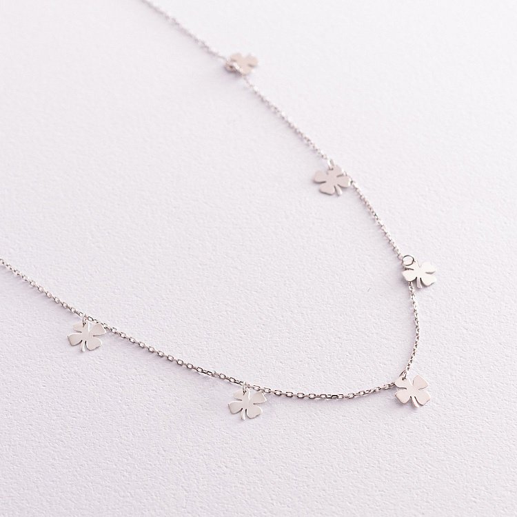 Колье "Клевер" в белом золоте кол02085 от ювелирного магазина Оникс