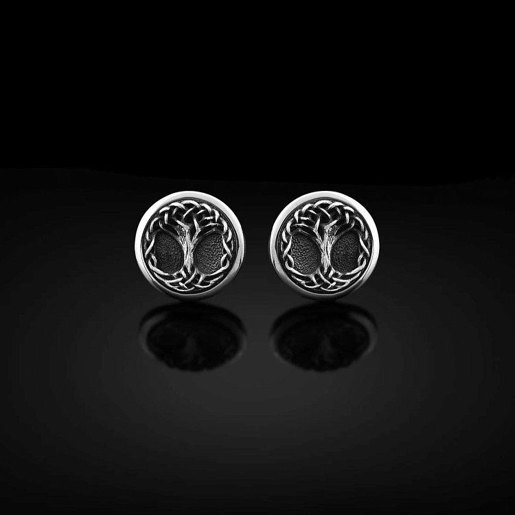 Срібні запонки "Дерево життя" 25075 від ювелірного магазину Онікс