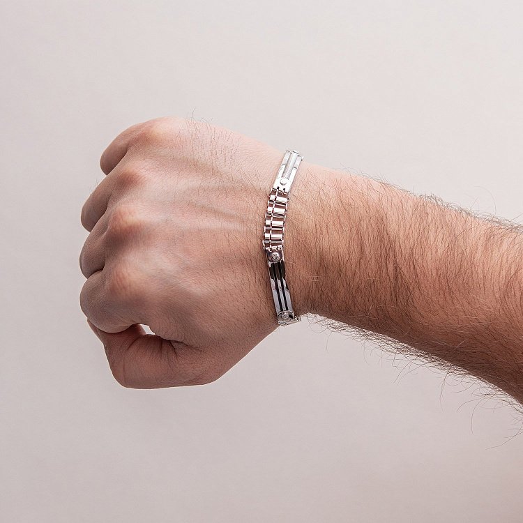 Мужской браслет в белом золоте (оникс) б05009 от ювелирного магазина Оникс - 1