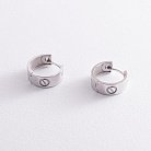Сережки - кільця "Love" у білому золоті с04671 от ювелирного магазина Оникс - 2