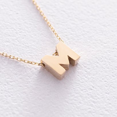 Кольє з буквою "М" в жовтому золоті кол01164М №4