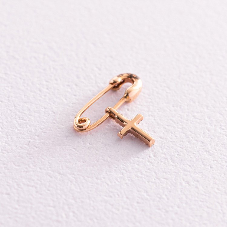 Золотая булавка с крестиком (бриллиант) закб0003ch от ювелирного магазина Оникс - 2