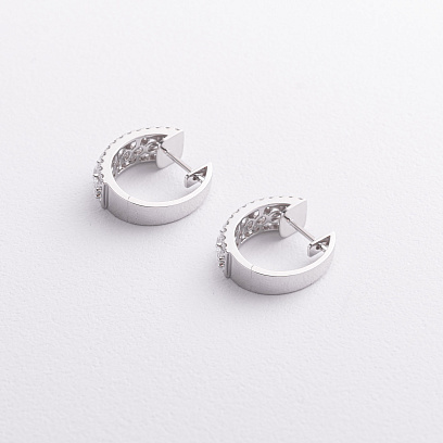 Золоті сережки - кільця з діамантами сб0581cha №2