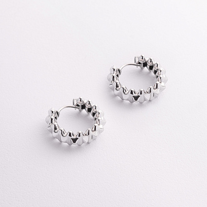 Сережки - кільця "Gemma" у білому золоті с08704 №2