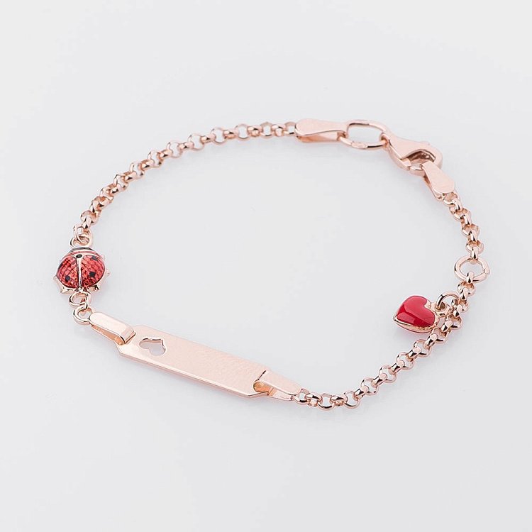 Детский браслет "Сердце и божья коровка" б02519 от ювелирного магазина Оникс