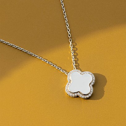 Золоте кольє "Конюшина" з фіанітами кол01781 №6