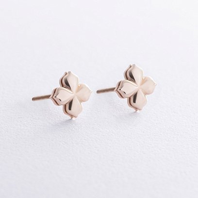 Серьги - пусеты "Клевер" в желтом золоте 335213100