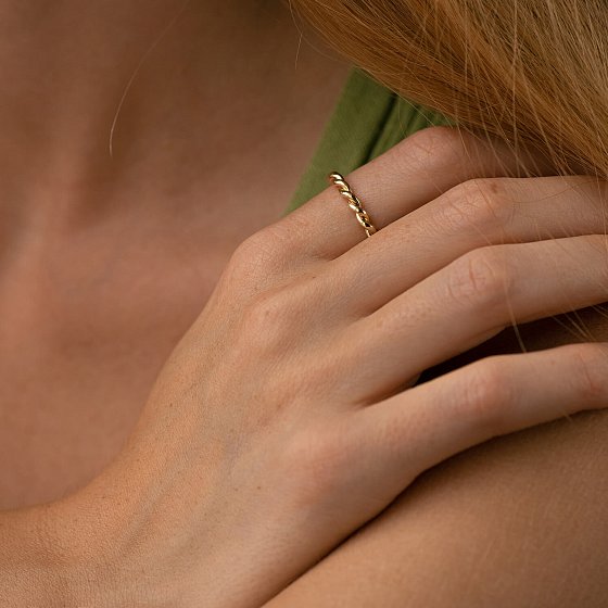 Золотое кольцо "Переплетение" к07641 №4