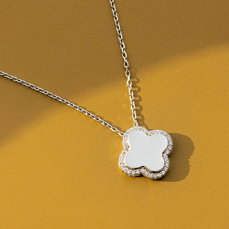 Золоте кольє "Конюшина" з фіанітами кол01781 від ювелірного магазину Онікс - 5