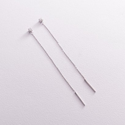 Золоті сережки - протяжки з фіанітами с07704 №6