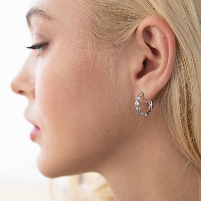 Срібні сережки - пусети з фіанітами 4912 №2