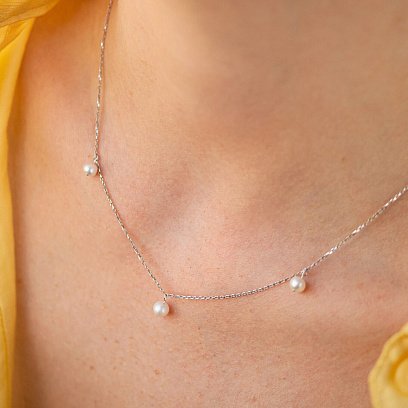 Колье с жемчугом (белое золото) кол02399 №4