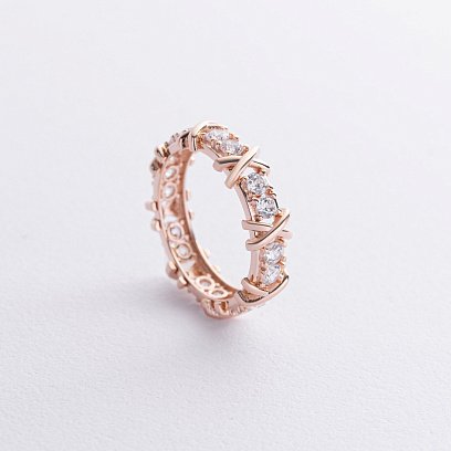 Каблучка "Rosie" з фіанітами (червоне золото) к08096