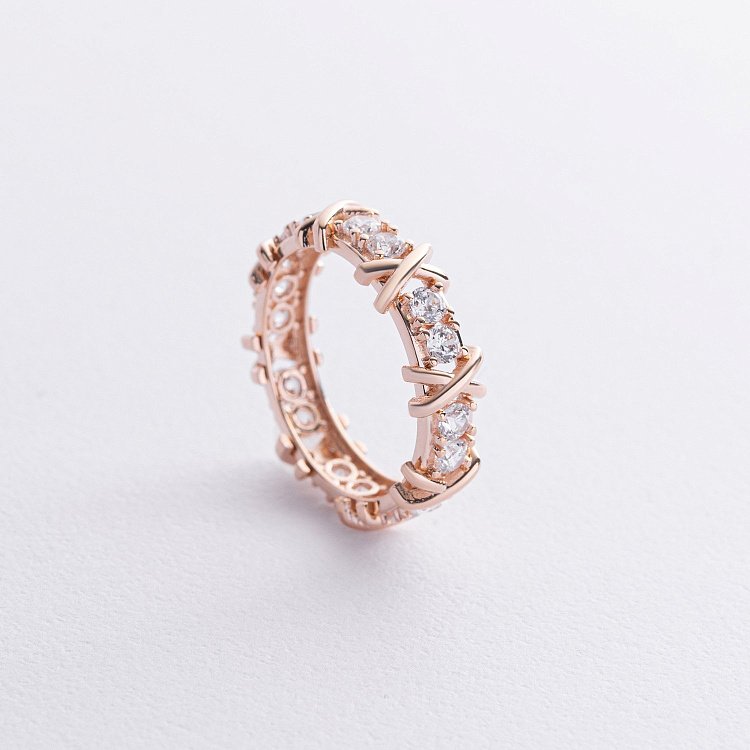 Каблучка "Rosie" з фіанітами (червоне золото) к08096 від ювелірного магазину Онікс
